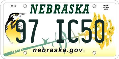 NE license plate 97IC50