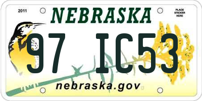 NE license plate 97IC53