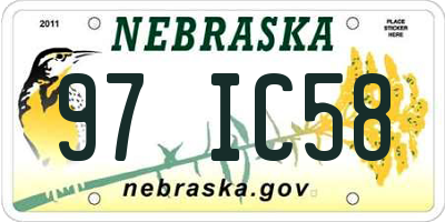 NE license plate 97IC58