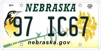 NE license plate 97IC67