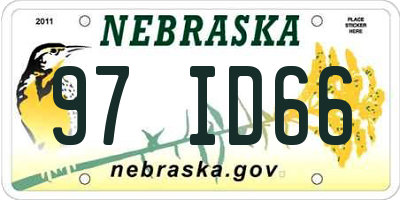 NE license plate 97ID66