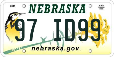 NE license plate 97ID99