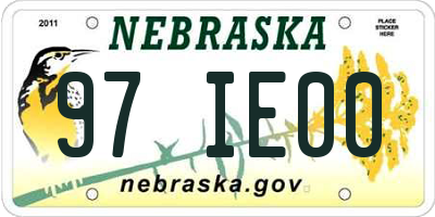 NE license plate 97IE00