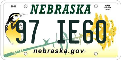 NE license plate 97IE60