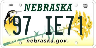 NE license plate 97IE71