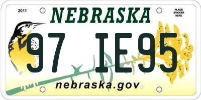 NE license plate 97IE95
