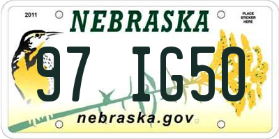 NE license plate 97IG50