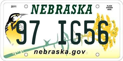NE license plate 97IG56