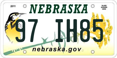 NE license plate 97IH85