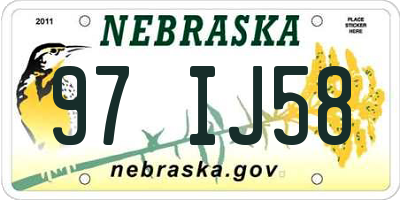 NE license plate 97IJ58