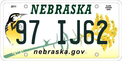 NE license plate 97IJ62