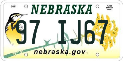 NE license plate 97IJ67