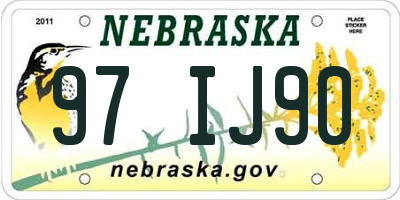 NE license plate 97IJ90