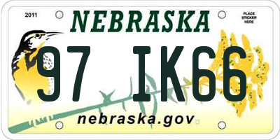 NE license plate 97IK66