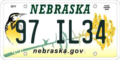 NE license plate 97IL34