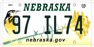 NE license plate 97IL74