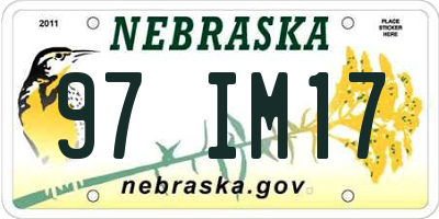 NE license plate 97IM17