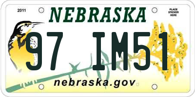 NE license plate 97IM51