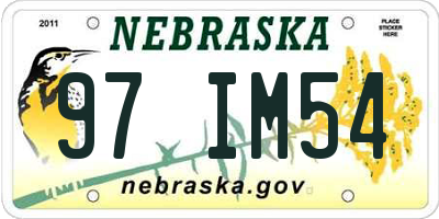 NE license plate 97IM54