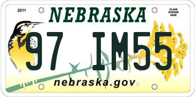 NE license plate 97IM55