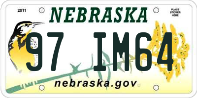 NE license plate 97IM64