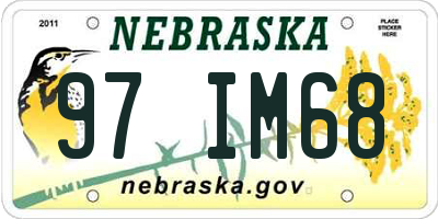 NE license plate 97IM68