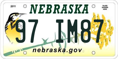 NE license plate 97IM87