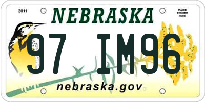 NE license plate 97IM96