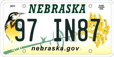 NE license plate 97IN87