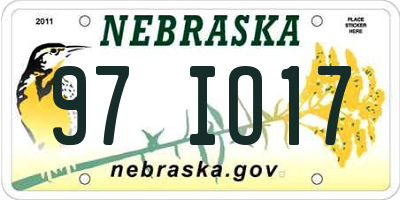 NE license plate 97IO17