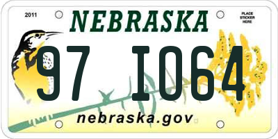 NE license plate 97IO64