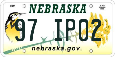 NE license plate 97IP02
