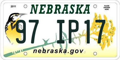 NE license plate 97IP17