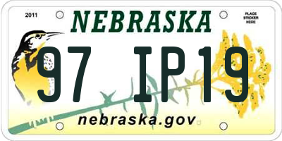 NE license plate 97IP19