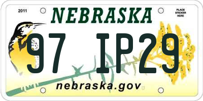 NE license plate 97IP29