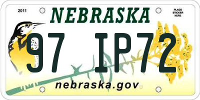NE license plate 97IP72