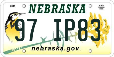 NE license plate 97IP83
