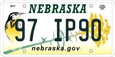 NE license plate 97IP90