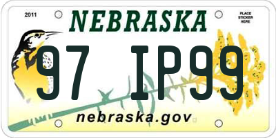 NE license plate 97IP99