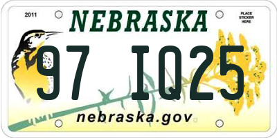 NE license plate 97IQ25