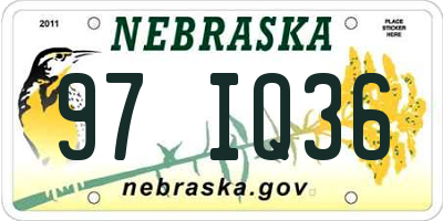 NE license plate 97IQ36