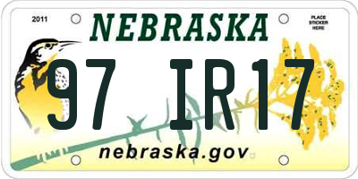 NE license plate 97IR17