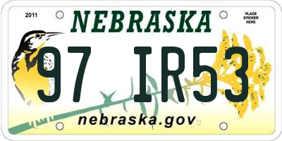 NE license plate 97IR53