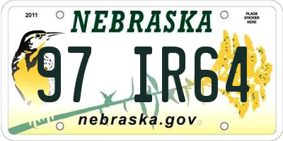 NE license plate 97IR64