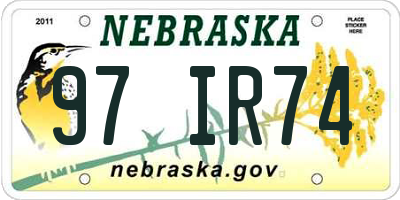 NE license plate 97IR74
