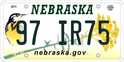 NE license plate 97IR75