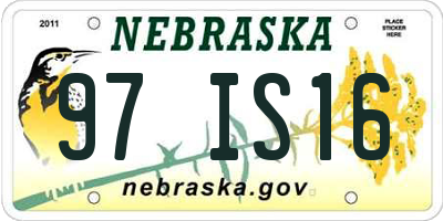 NE license plate 97IS16