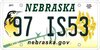 NE license plate 97IS53