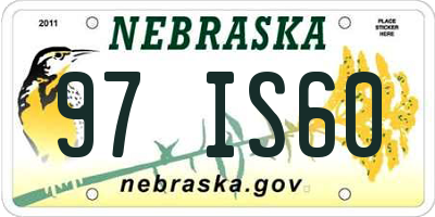 NE license plate 97IS60