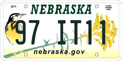 NE license plate 97IT11